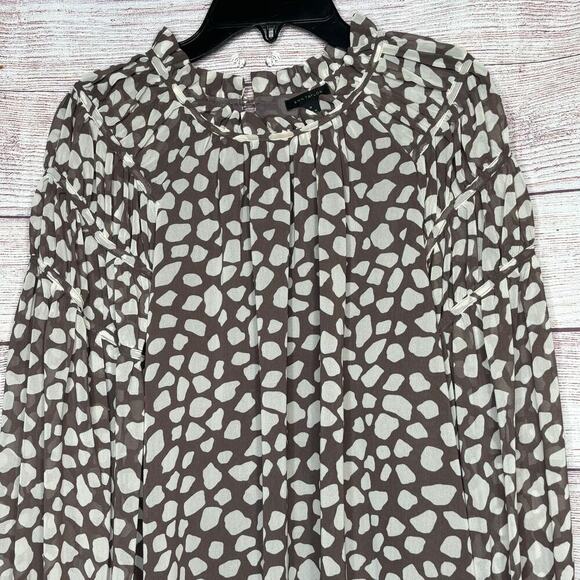 Ann Taylor Girly Romantic High Ruffle Neck Long Sleeve Flowy Blouse Size Medium - Picture 6 of 13